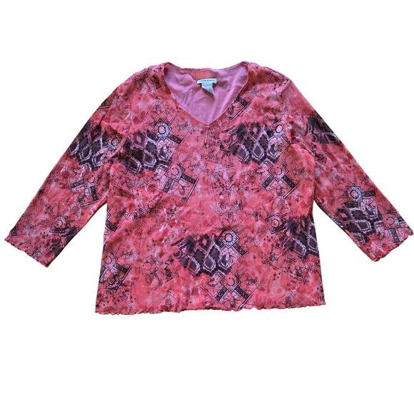 Laura Ashley Womens Vintage Y2K Semi Sheer Mesh Top Large Fairy Boho Artsy - Picture 1 of 10